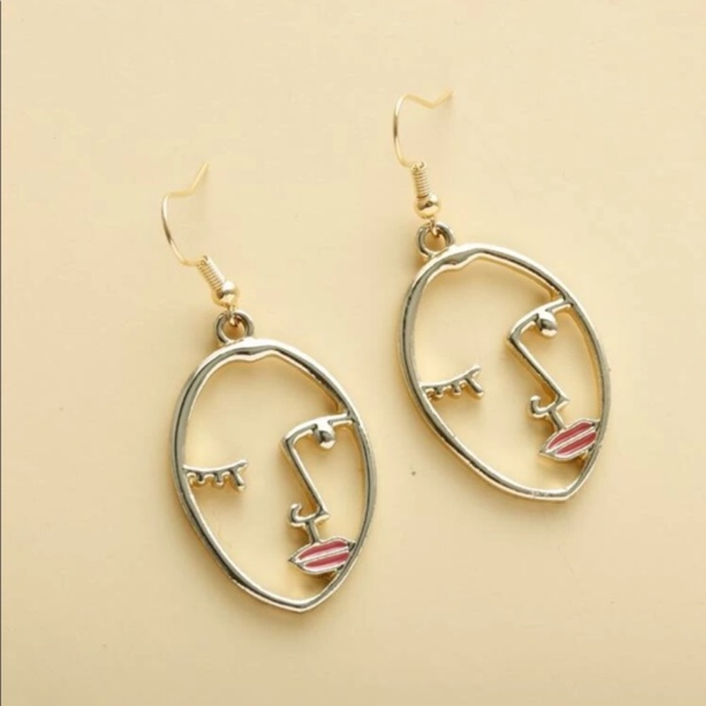 Hollow Face Drop Earrings
